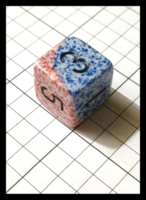 Dice : Dice - 6D - Chessex Half and Half Red Speckle and Blue Speckle with Black Numerals - Gen Con Aug 2012